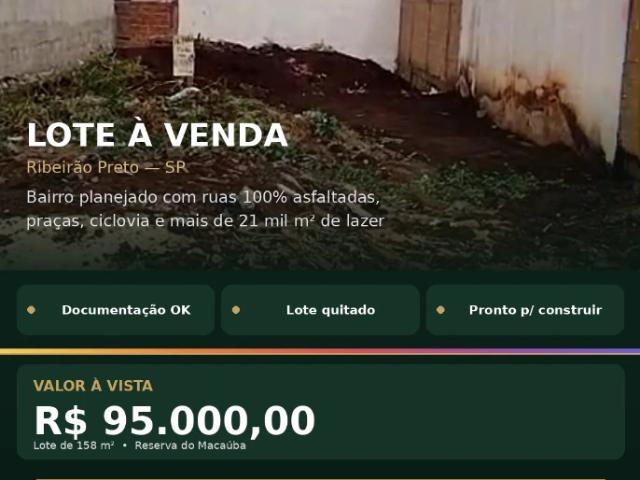 Terreno / Lote para Venda em Ribeirão Preto/SP Reserva Macaúba