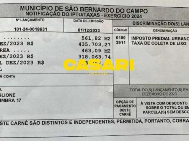 Terreno / Lote para Venda em São Bernardo do Campo/SP Centro