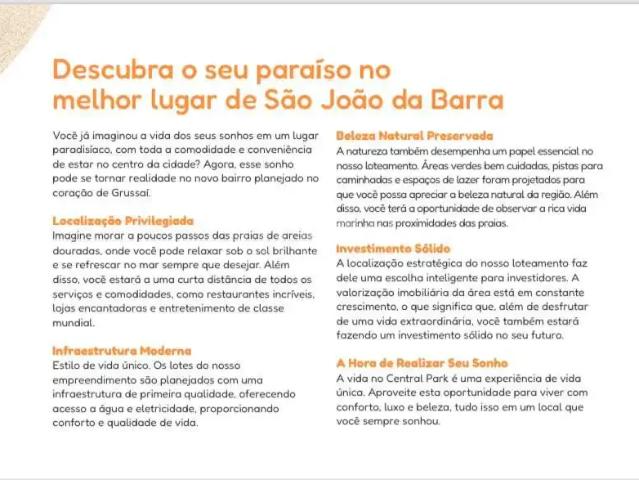 Terreno / Lote para Venda em São João da Barra/RJ Grussaí