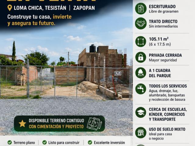 Terreno residencial en venta en Loma Chica, Zapopan