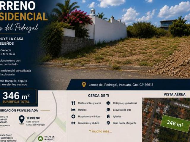 Terreno Residencial de 346 m² en Lomas del Pedregal | 11 m de Frente