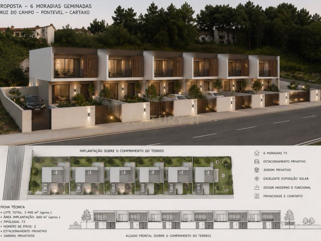 Terreno Urbano 2.042 m² Projeto para 6 Moradias Geminadas EN3 Pontevel Cartaxo