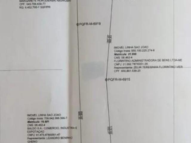 Terreno urbano área total 03 alqueires e 17 litros, sendo de frente 134,75 metros, vende área to