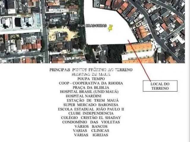 Terreno 6.573m² à venda, Vila Bocaina, Mauá, SP CENTRO DE MAUÁ PERTO DA ESTAÇÃO DE TREM