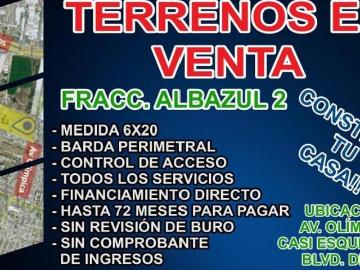 TERRENOS EN VENTA FRACC ALBAZUL