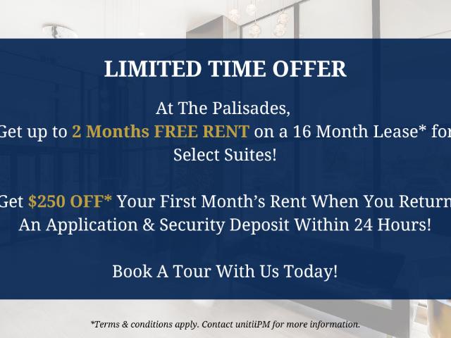 The Palisades 1 Bed 1 Bath Apartment for Rent