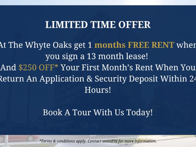 The Whyte Oaks 2 Bed 2 Bath Apartment for Rent
