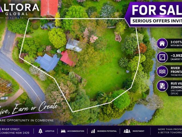 THREE COTTAGES + 1 ACRE + RIVER FRONTAGE | LIVE, EARN OR CREATE