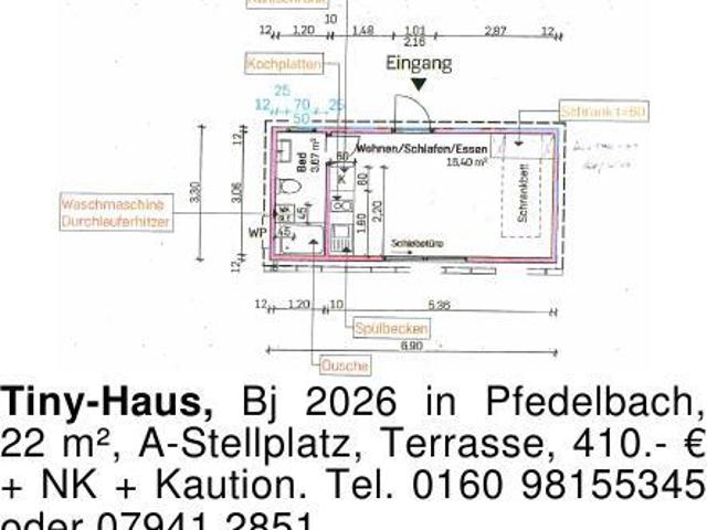 Tiny Haus, Bj 2026 in Pfedelbach, 22 m², A Stellplatz, Terrasse