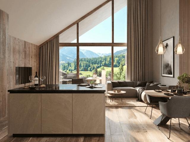 TOP 63 · 3 Zimmer Erstbezug, 75 m² mit 28 m² Süd Terrasse & Pelletofen – Ladis