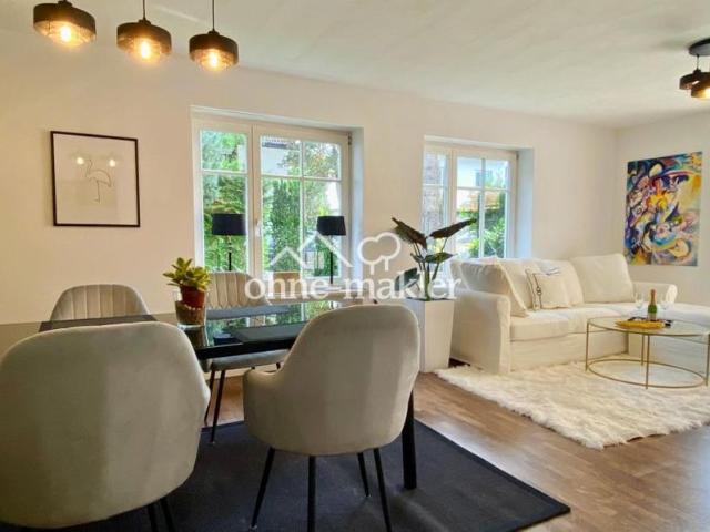 Top Möbliert / Fully furnished: Elegante 3 Zi Gartenwohung, WLAN, Home Office, TG Stellplatz