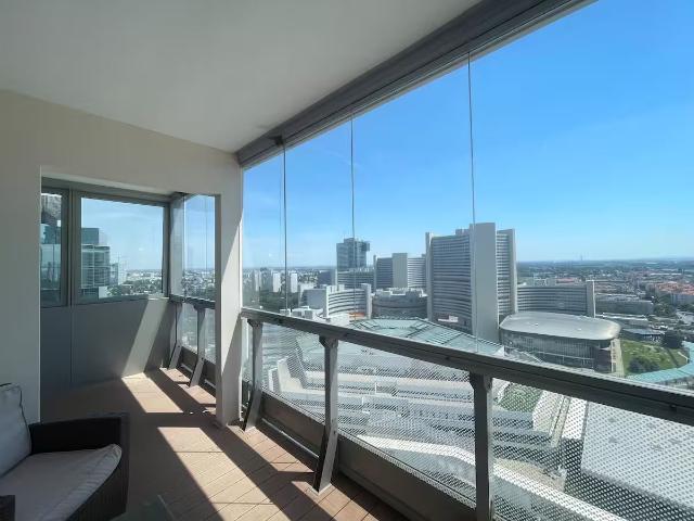 Top View right by Danube, UN, Metro, with very big terrace and best view in town, on top of Mischek Tower, Vienna Amsterdam Apartments for Rent