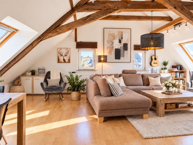 Toplage, helles Dachgeschoss mit Südbalkon und Einbauküche!