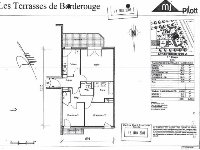 Toulouse 31200 Métro Borderouge à deux pas SANS FRAIS AGENCE agréable T3 Récent de 68.82m² cuisine séparée terrasse de 9.13m² et balcon de 2.30,m² parking sous sol