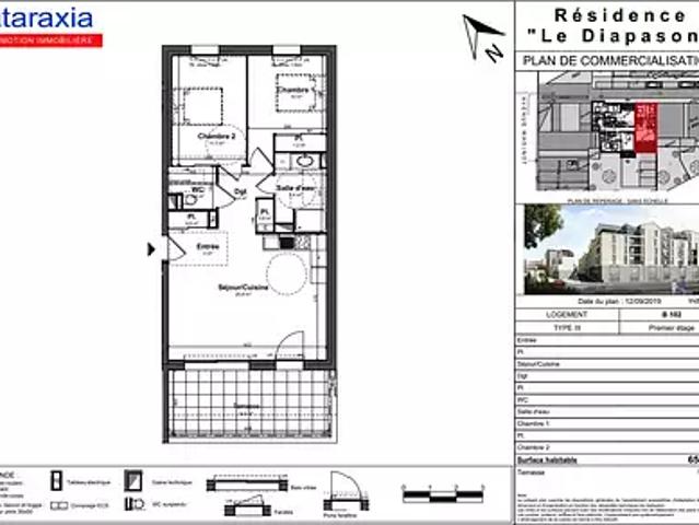 Tours 37100 Location appartement 3 pièces t3 balcon parking