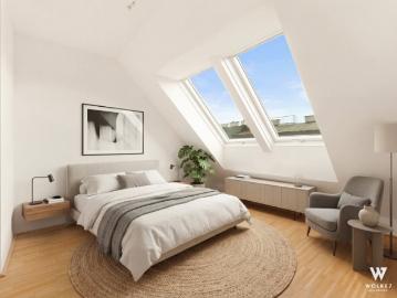 Traumhafte Dachgeschoß Maisonette Wohnung: 1 Gehminute zum Aumannplatz | Klimaanlage