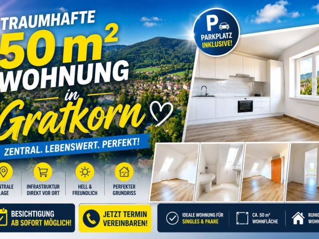 TRAUMHAFTE WOHNUNG IN GRATKORN 500€ MIETE GESCHENKT