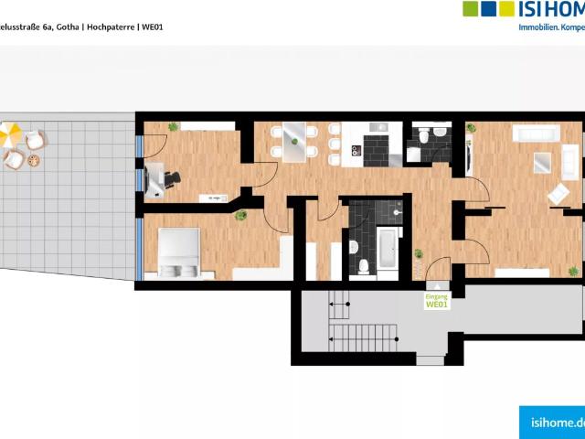 Traumhafte 3 Raumwohnung mit eigener Terrasse in zentraler Lage WE01