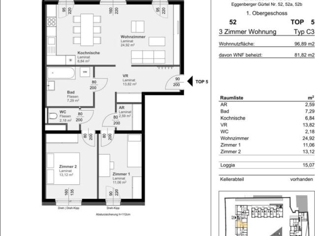 Traumhafte 3 Zimmer Wohnung mit Loggia in Graz!