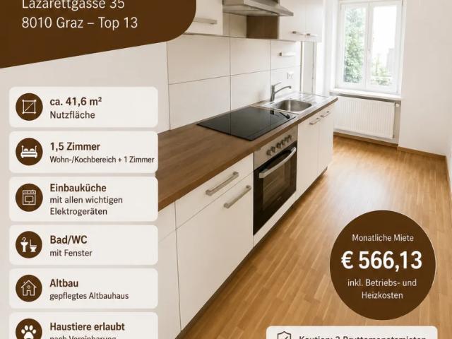 Charmante Kleinwohnung in der Lazarettgasse zu vermieten!