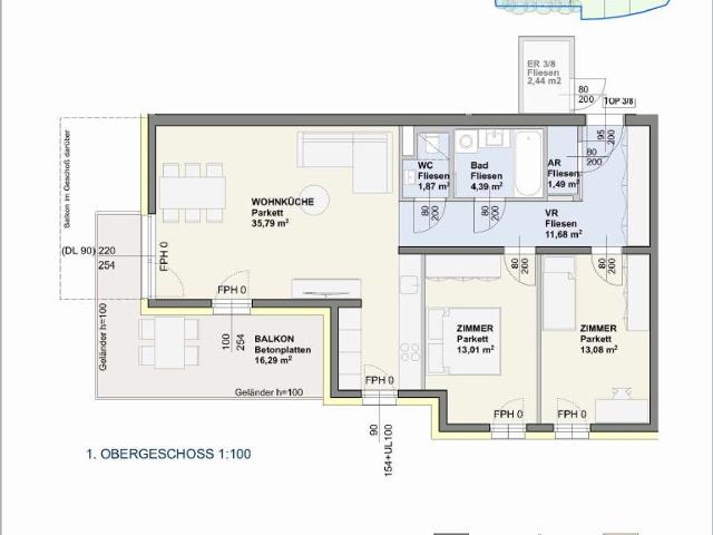 Traisen I/2, Freifinanzierte Mietwohnung mit Kaufoption, Wohnung Top 3/8, 1100/00035872/00001308