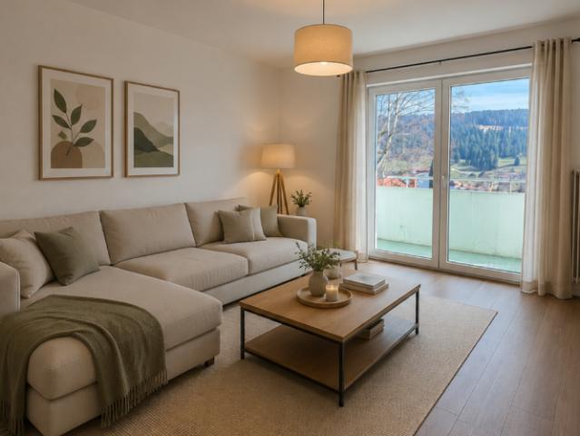 Tramelan, bel appartement de 4.5 pièces au rez avec balcon