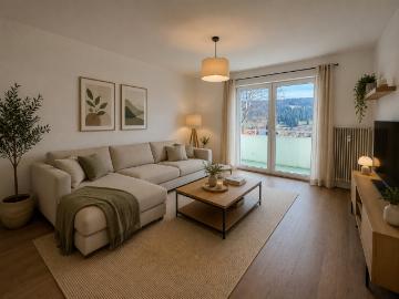 Tramelan, schöne 4.5 Zimmer Wohnung im Erdgeschoss mit Balkon