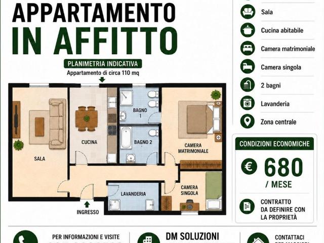 Treviglio quadrilocale con due camere e due bagni