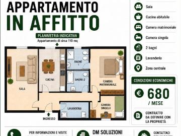 Treviglio quadrilocale con due camere e due bagni