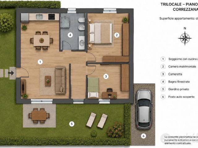 Trilocale con giardino a Correzzana residenziale