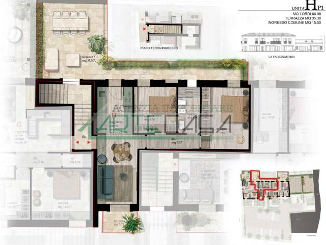 Trilocale con terrazzi a Cascina