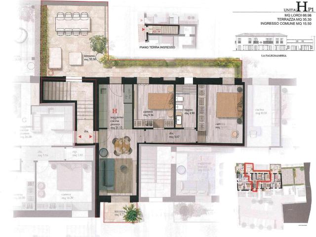 Trilocale con terrazzo a Cascina