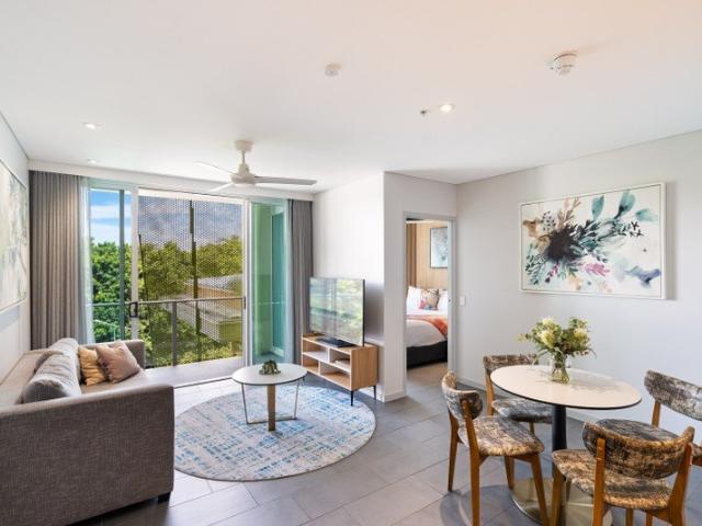 Two bedroom residence with full balcony and mountain outlook