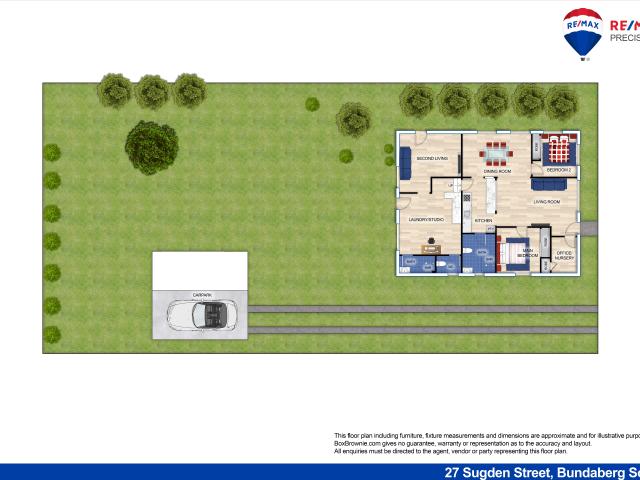 Two bedrooms & office, two living rooms, two bathrooms, two car spaces!