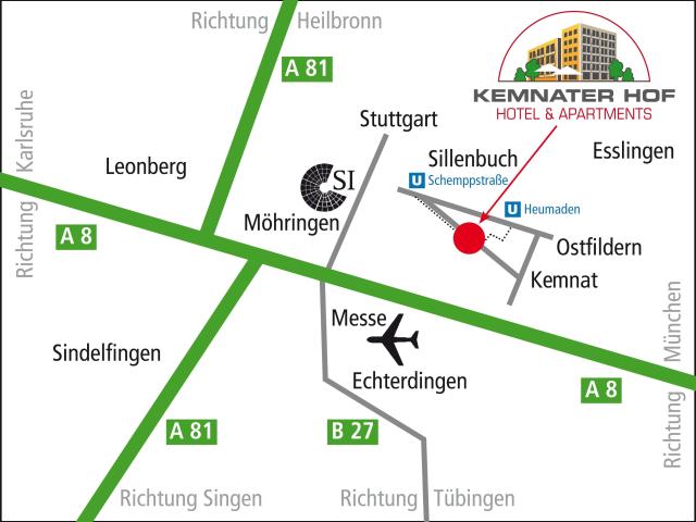 Two room apartment near trade fair/airport Stuttgart for 4 persons