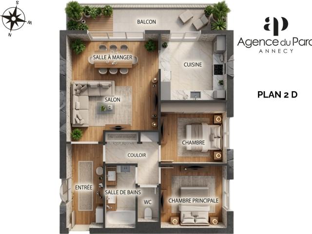 Type 3 Petit Port 69m² Annecy le Vieux