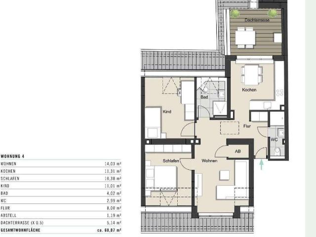 Über den Dächern von Lindenthal – 3 Zimmer mit eigener Dachterrasse! Gleueler Str. 83, Köln, WE 4