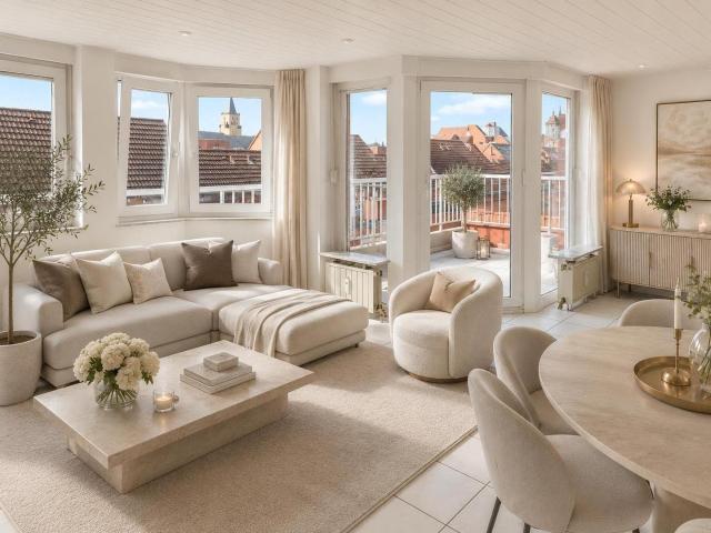 Über den Dächern von Porz: helle 2 Zimmer Wohnung mit Terrasse, Gäste WC & Bad en suite