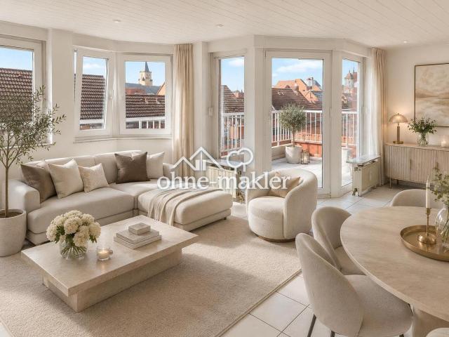 Über den Dächern von Porz: helle 2 Zimmer Wohnung mit Terrasse, Gäste WC & Bad en suite