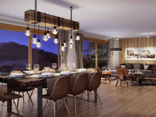 Un nouveau programme mixant appartements et chalets neufs, situé dans un cadre ensoleillé avec un arrêt ski bus à proximité
