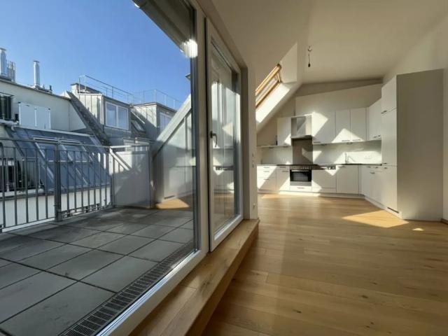 UNBEFRISTET: Attraktive, klimatisierte Dachgeschoss Wohnung mit Balkonen und Dachterrasse und einmaligem Blick über Dächer Wiens