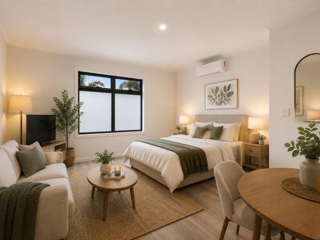 Upstairs Secure Light and Bright Studio Apartment with Private Ensuite and Onsite Laundry