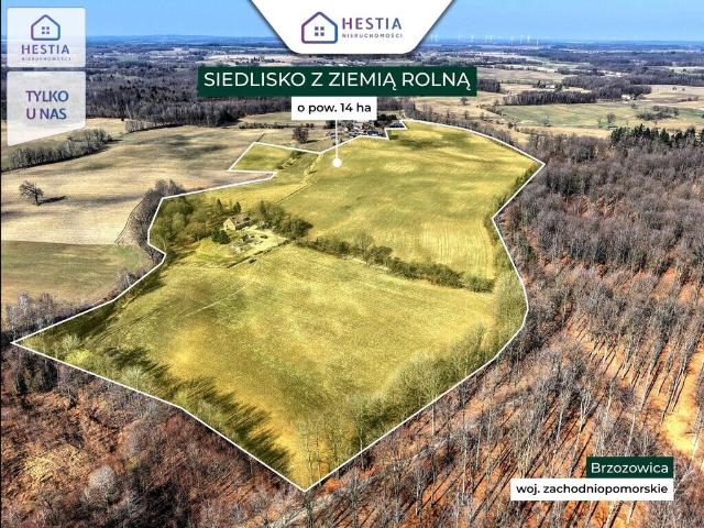 Urokliwy dom z cegły na 14,6 ha, cisza i natura