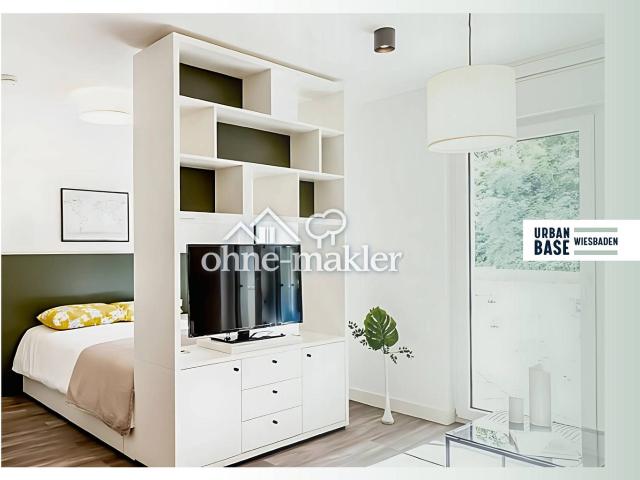 URBAN BASE: Vollmöbliertes 1 Zimmer Apartment mit EBK, ALL IN MIETE, UVM. im Wiesbadener Stadtzentrum
