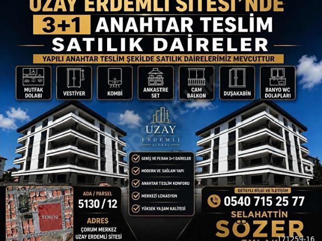 UZAY ERDEMLİ SİTESİ'NDE 3+1 ANAHTAR TESLİM SATILIK DAİRELER