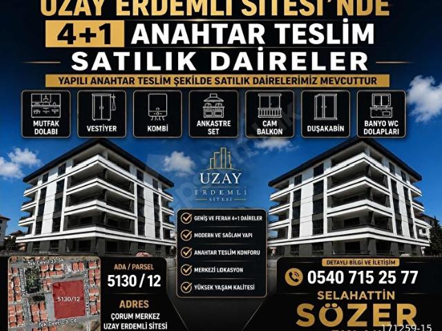 UZAY ERDEMLİ SİTESİ'NDE ANAHTAR TESLİM SATILIK DAİRELER