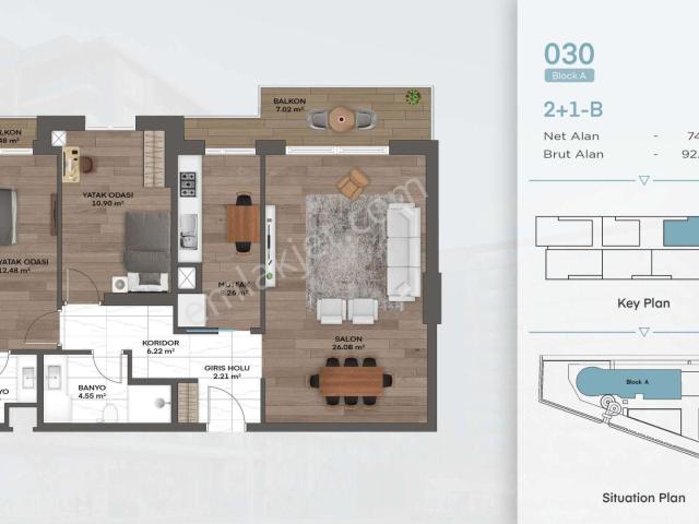 Valory Güneşli’de 2+1 Kapalı Mutfak – 117 M² Ferah Yaşam Alanı