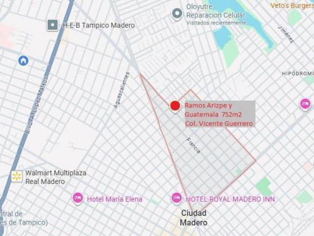 Venta Terreno Col. V. Guerrero en Madero Oportunidad de Inversión Comercial