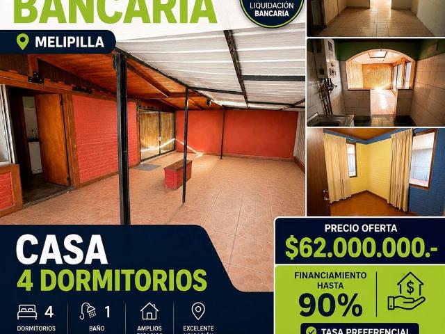 Venta Casa Melipilla oportunidad liquidación bancaria Pasaje El Olivillo 1281