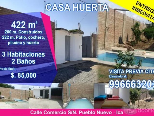 VENTA CASA HUERTA 422 m2 Ica